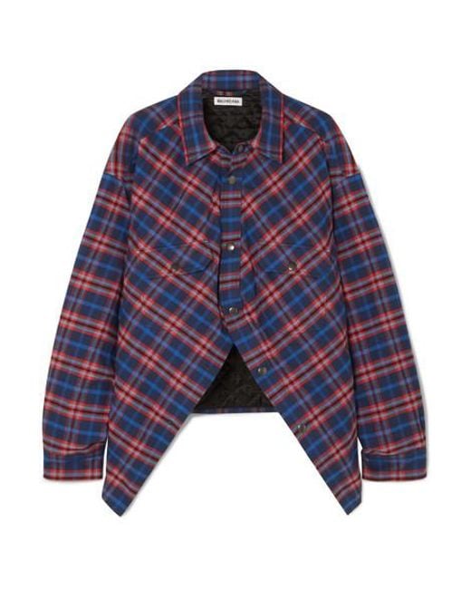 Balenciaga Swing Canadian checked Cotton flannel Shirt in Blue