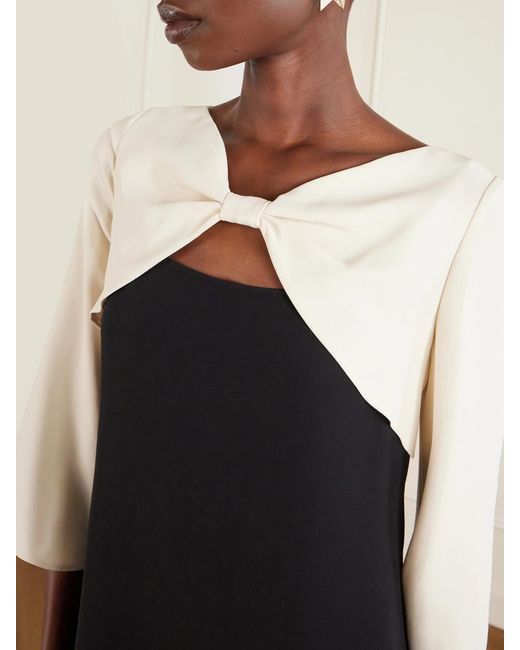 Valentino Garavani Black Bow-Detailed Cutout Silk-Cady Gown