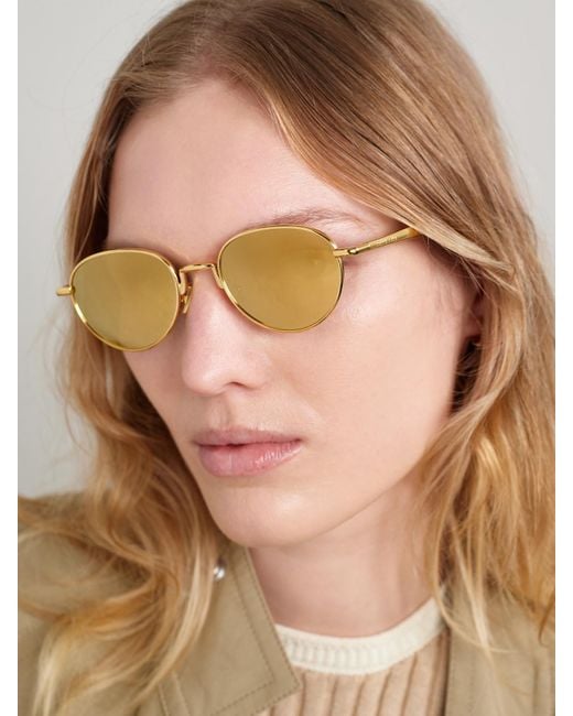 Bottega Veneta Yellow Round-Frame-Tone Sunglasses