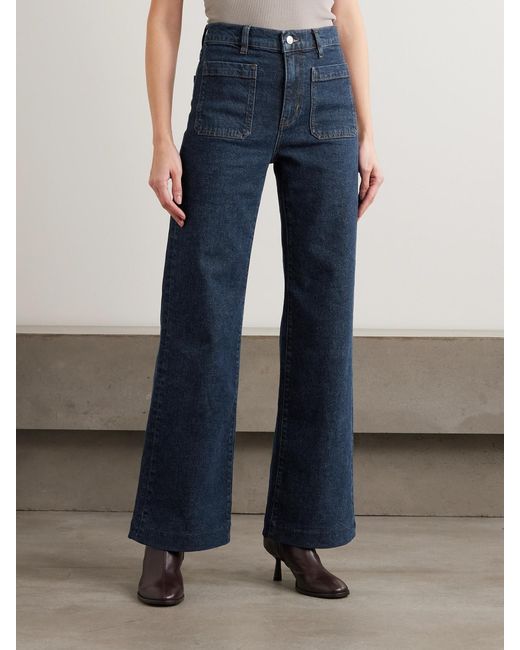 FRAME Blue The Refined High-Rise Wide-Leg Jeans