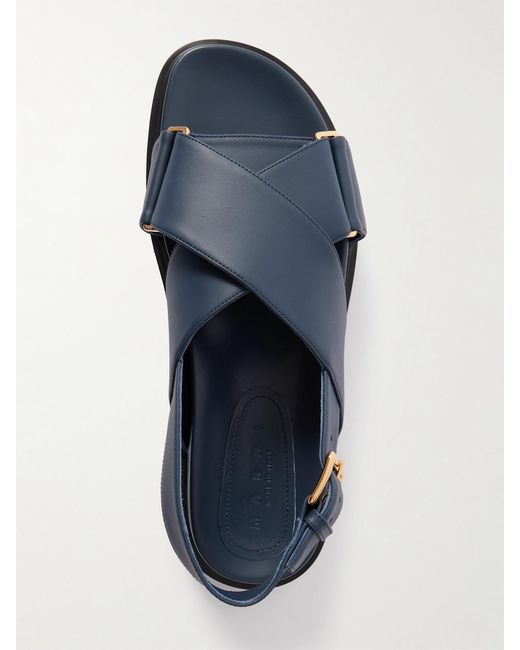 Marni Blue Fussbett Leather Slingback Sandals