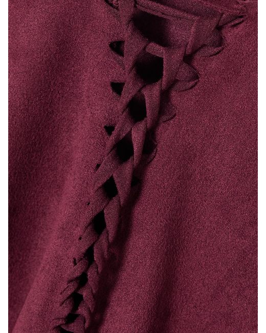 Isabel Marant Purple Sakina Embellished Cutout Braided Brushed-Jersey Tank