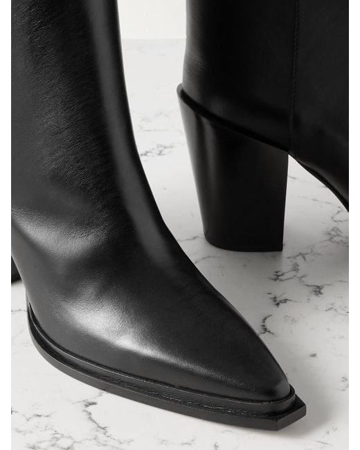 Jimmy Choo Black Cece 80 Kniehohe Stiefel Aus Leder