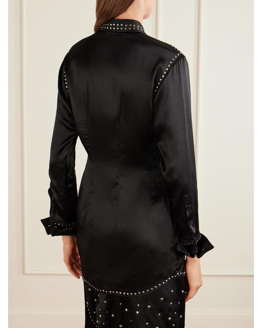 Wales Bonner Black Mystic Studded Satin Shirt