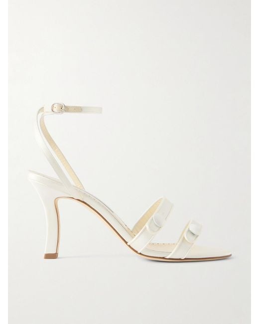 Manolo Blahnik Natural Neusita 90 Satin Sandals