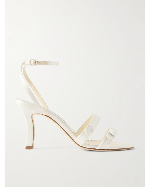 Manolo Blahnik Natural Neusita 90 Satin Sandals