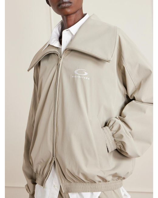 Balenciaga Natural Oversized Embroidered Shell Track Jacket