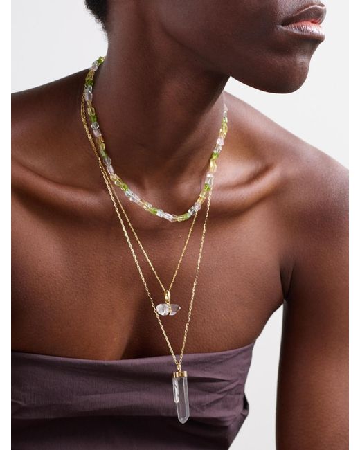 JIA JIA Natural 14-Karat, Quartz And Diamond Pendant