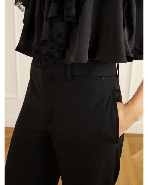 Chloé Black Pleated Wool And Silk Flared Pants