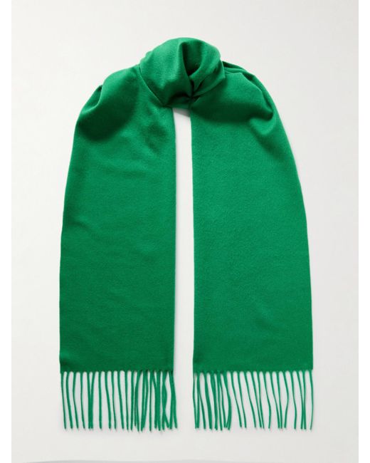 The Row Viktor Fringed Cashmere Scarf in Green | Lyst