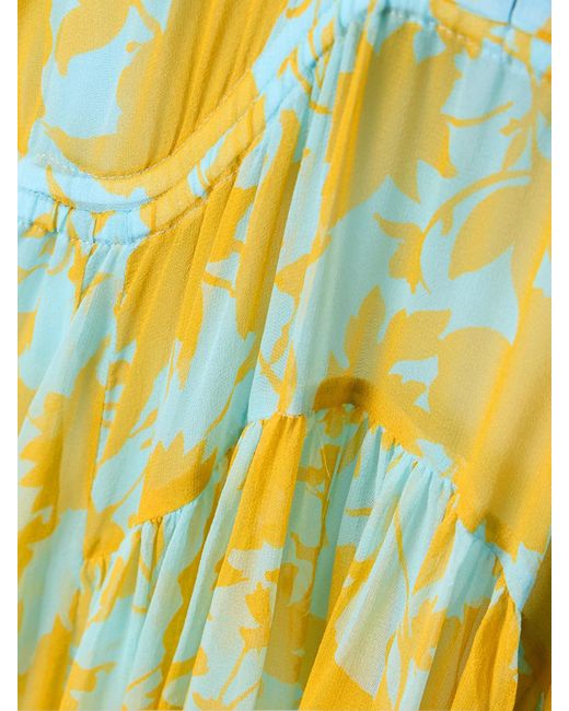 La Ligne Yellow Constance Floral-Print Silk-Chiffon Midi Dress