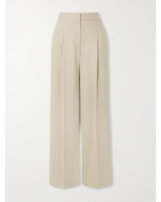 Loulou de Saison Natural Juno Hose Mit Weitem Bein Aus Einer Wollmischung Mit Falten