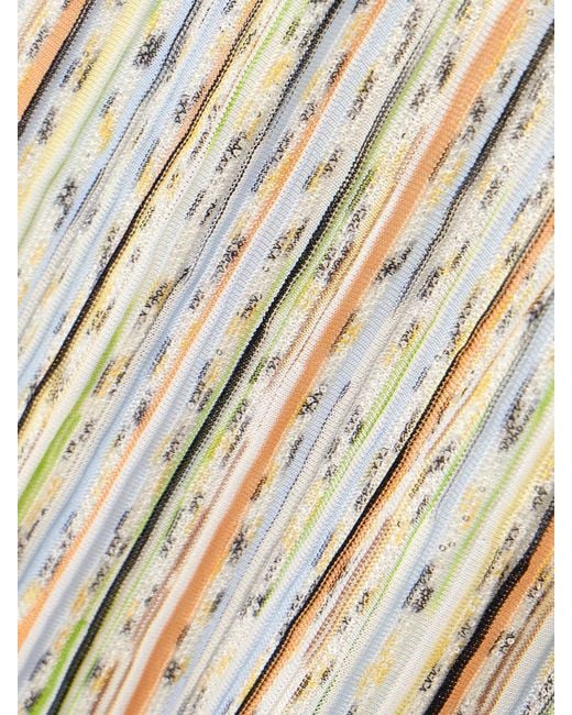 Missoni Natural Draped Striped Sequined Ribbed-Knit Maxi Dress
