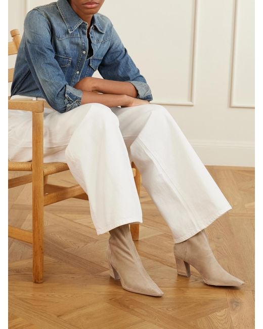 Aquazzura White Francoise 70 Suede Boots
