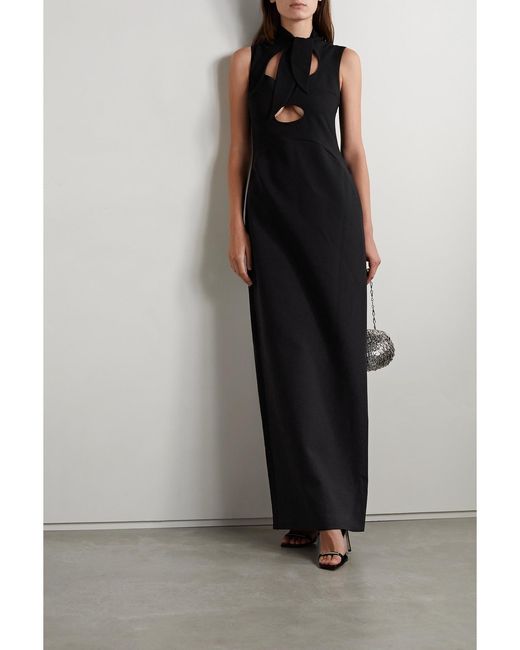 Roksanda Black Kamaria Tie-Neck Cutout Crepe Gown
