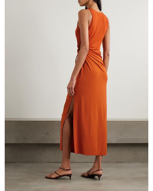 Max Mara Orange Caro Cutout Stretch-Jersey Midi Dress