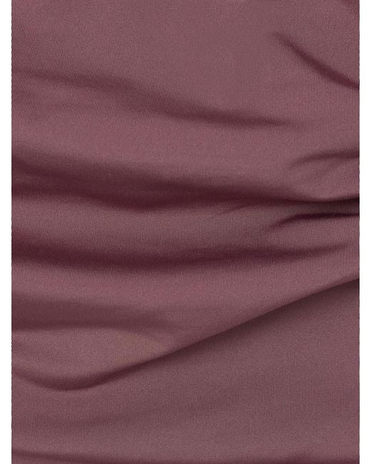 Maygel Coronel Purple Rodríguez One-Shoulder Appliquéd Ruched Cutout Swimsuit