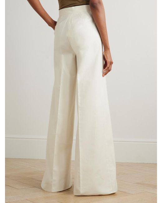 Max Mara White Cotton-Blend Wide-Leg Pants