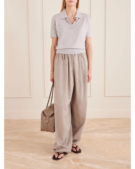 Anine Bing White Moni Wool And Cashmere-Blend Polo Sweater