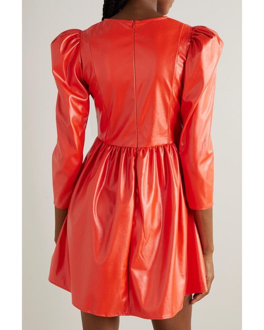 BATSHEVA Red Vinyl Mini Dress