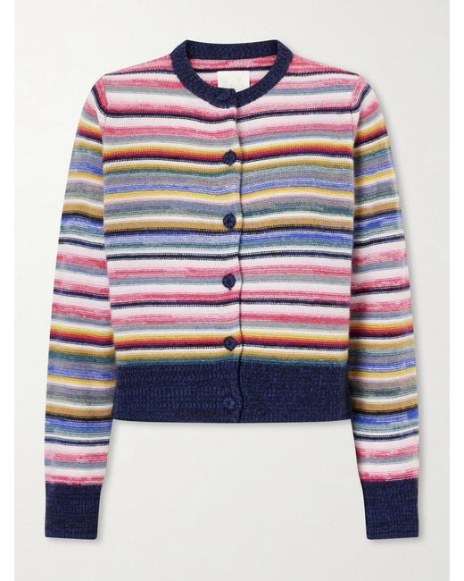 Suzie Kondi Multicolor Kandria Cropped Striped Cashmere Cardigan