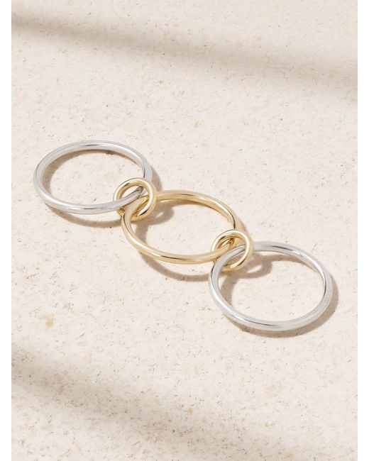 Spinelli Kilcollin Natural Solarium Set Of Three 18-Karat And Sterling Rings