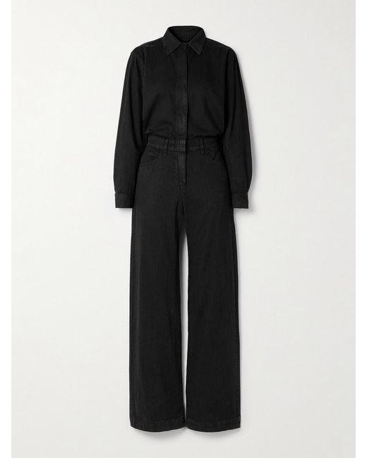 Rivet Utility Black Boyfriend Denim Jumpsuit