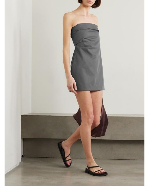 St. Agni Gray + Net Sustain Strapless Cutout Wool-blend Twill Mini Dress