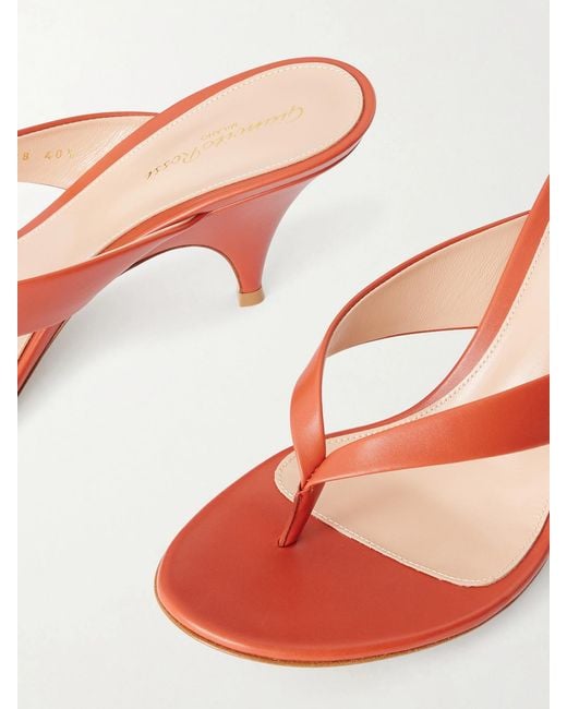 Gianvito Rossi Red Sofia 70 Leather Thong Sandals