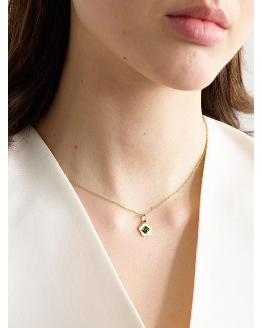 STONE AND STRAND Natural Flower Child 14-Karat Chrome Diopside Necklace