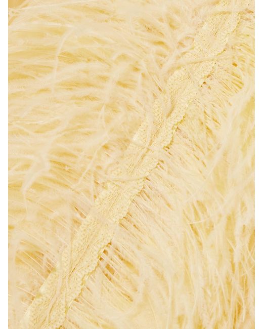 Huishan Zhang Yellow Beau Feather And Grosgrain-Trimmed Silk-Organza Gown