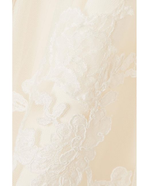 Danielle Frankel Natural Lucy Cold-Shoulder Lace-Trimmed Tulle And Cady Mini Dress