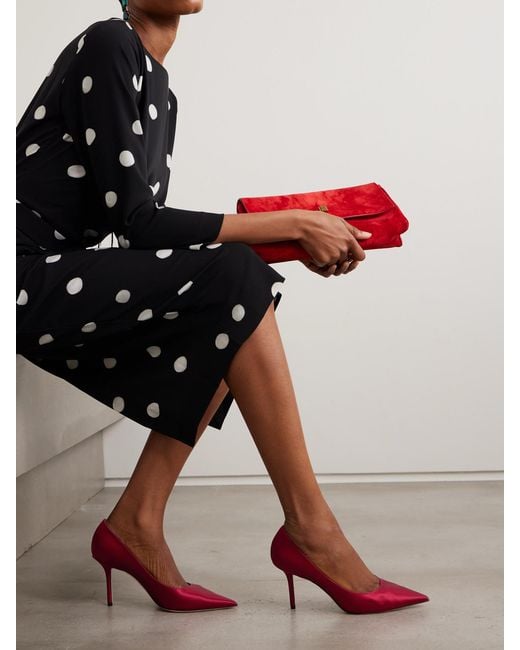 Jimmy Choo Pink Love 85 Satin Pumps