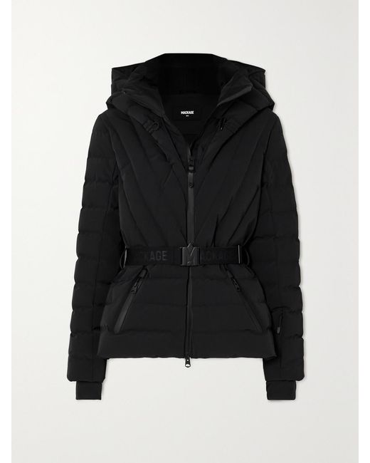 Mackage Black Net Sustain Elita Hooded Belted Quilted Down Ski Jacket