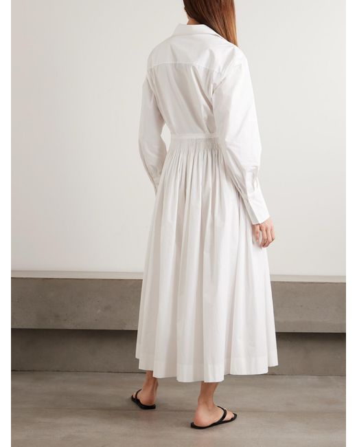 Joseph White Kathe Gathered Cotton-Poplin Midi Dress
