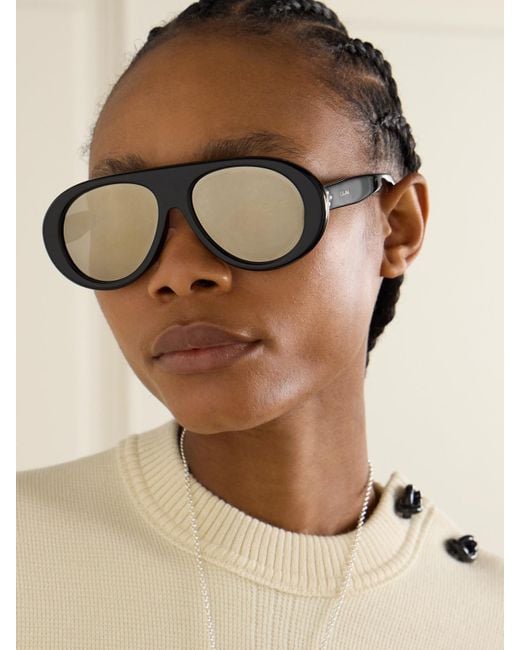 Céline Black Aviator-Style Acetate Sunglasses