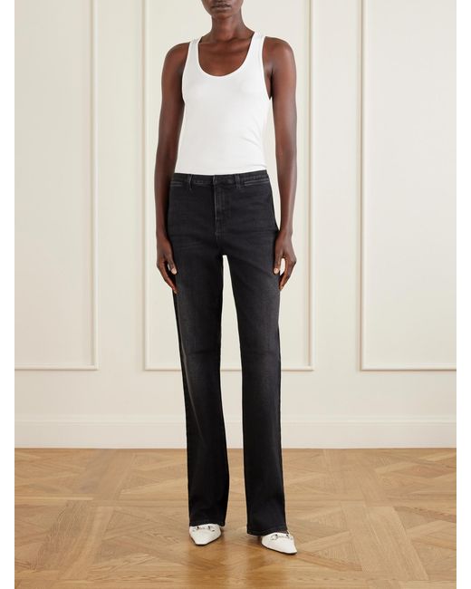 Gucci Black Low-Rise Webbing-Trimmed Straight-Leg Jeans