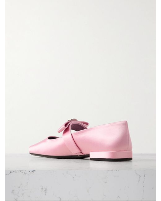 Versace Pink Bow-Embellished Silk-Satin Ballet Flats