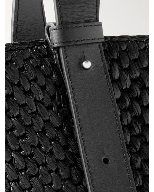 LIE STUDIO Black The Bianca Small Leather-Trimmed Raffia Tote