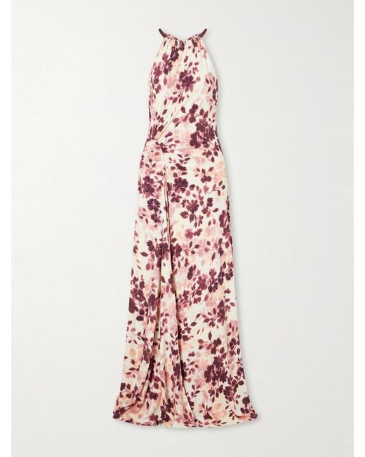 Jonathan Simkhai Pink Cerin Printed Jersey Halterneck Gown