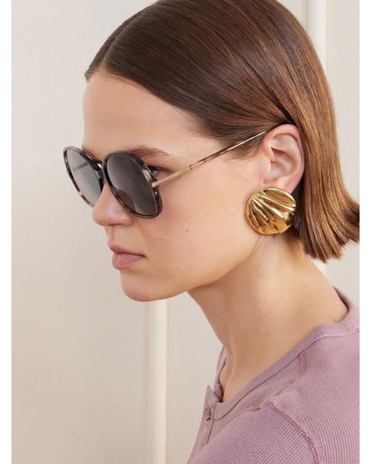 Chloé Gray Rounded-Frame Acetate Sunglasses