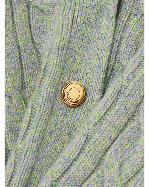 Loro Piana Green Cable-Knit Cashmere Cardigan