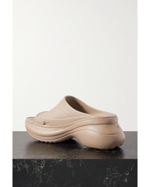 Balenciaga Natural Crocs Pool Perforated Rubber Slides