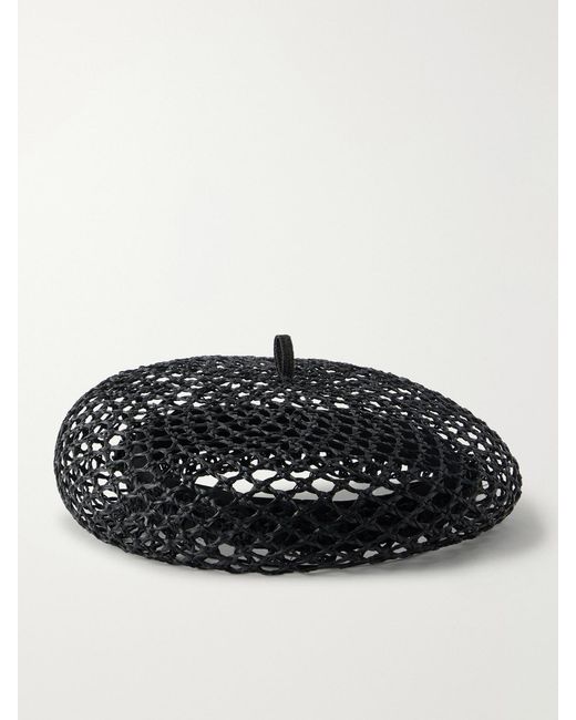 Gigi Burris Millinery Black Coco Open-Knit Straw Hat