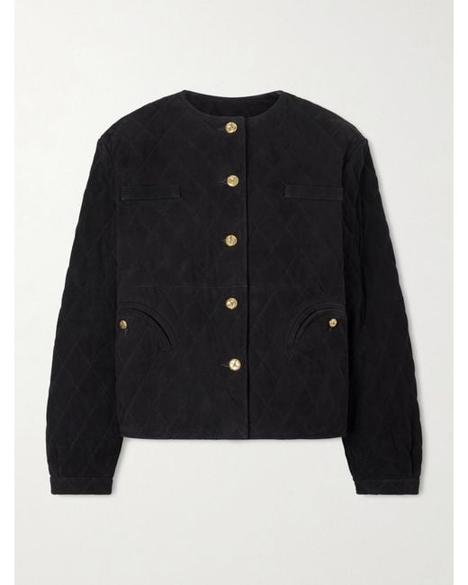 Blazé Milano Black Gliss Cropped Quilted Suede Jacket