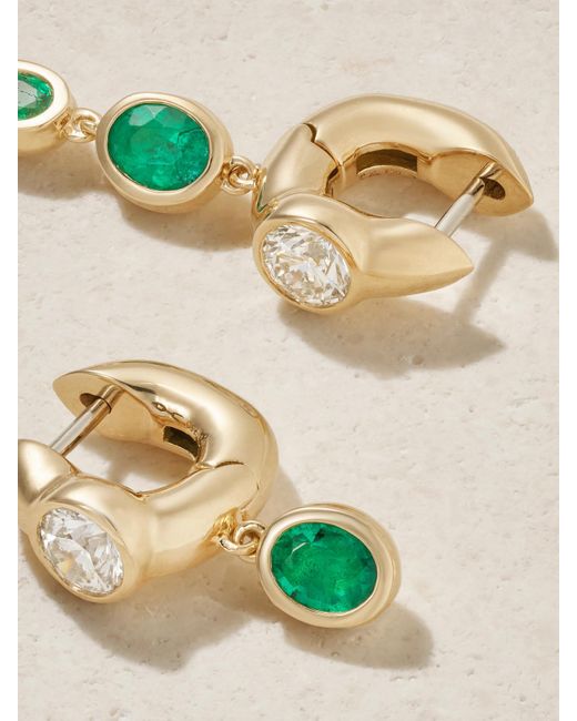 UNIFORM OBJECT White Tusk 18-Karat, Emerald And Diamond Earrings