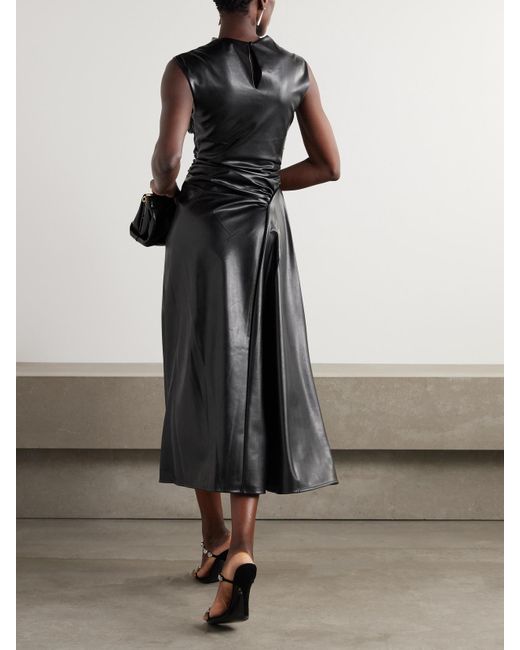 draped faux leather dress EMERSON
