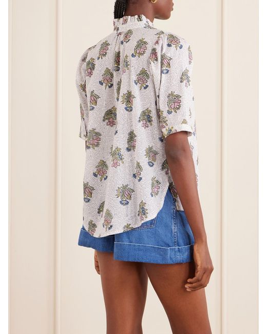 Alix Of Bohemia White Winnie Mist Printed Cotton Gauze Shirt