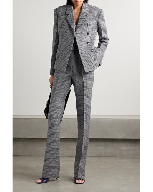 Ferragamo Gray Houndstooth Wool Blazer
