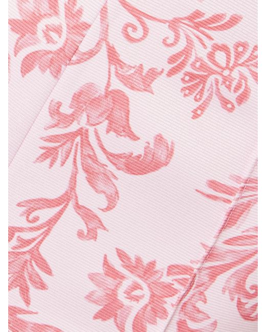 Emilia Wickstead Pink Daffy Paneled Floral-Print Faille Wide-Leg Pants